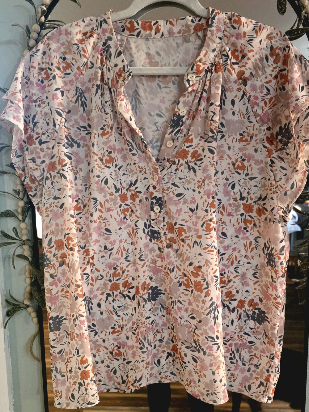 Women’s Floral Button-Front Blouse - Pink Multi